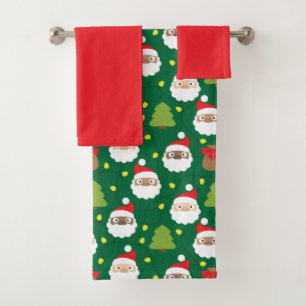 Santa Clauses Pattern Bath Towel Set