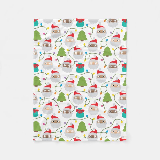 Santa Clauses Pattern Fleece Blanket (Front)