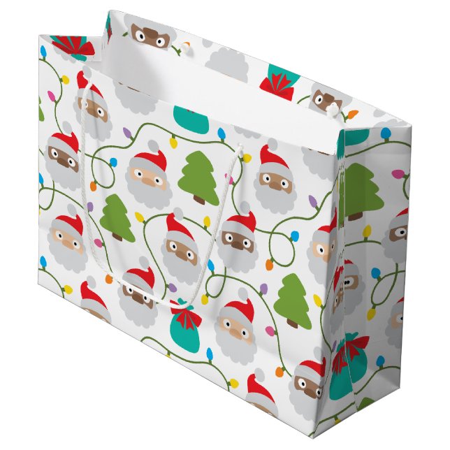 Santa Clauses Pattern Large Gift Bag (Front Angled)