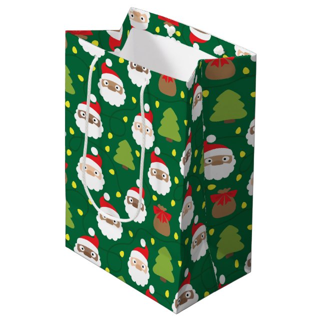 Santa Clauses Pattern Medium Gift Bag (Front Angled)