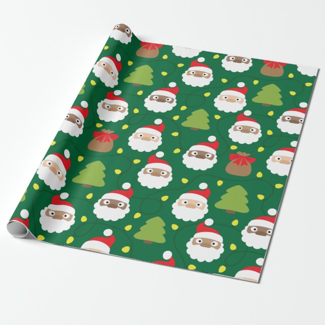 Santa Clauses Pattern Wrapping Paper (Unrolled)