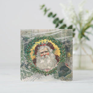 Santa Claus's Face in the Middle of a Christmas Card
