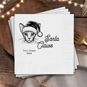 Santa Claws Custom Cat Drawn Wedding Napkin