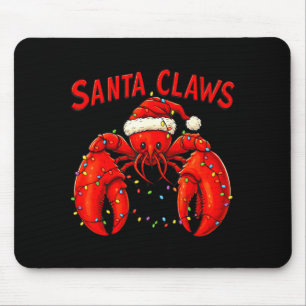 Santa Claws Funny Christmas Lobster With Lights Mouse Pad
