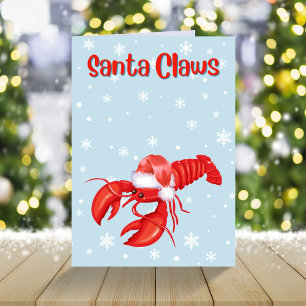 Santa Claws Funny Lobster Crustaceancore  Holiday Card