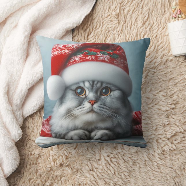 Santa Claws is Coming To Town - Festive Kitty Cat Cushion (Blanket)
