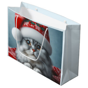Santa Claws is Coming To Town - Festive Kitty Cat Large Gift Bag