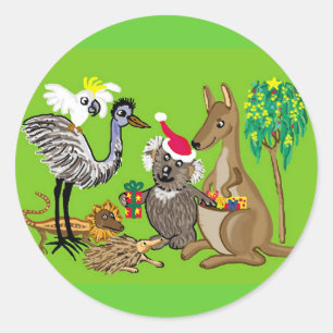 Santa claws koala classic round sticker
