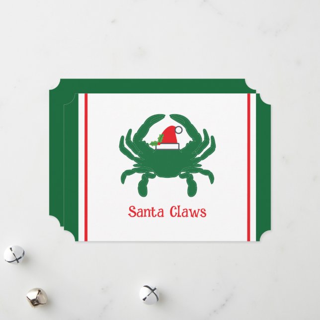 Santa Claws List Nautical Pun Holiday Card (Front/Back In Situ)