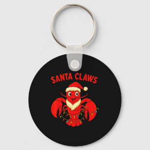 Santa Claws Lobster Christmas Lights Holiday Desig Key Ring