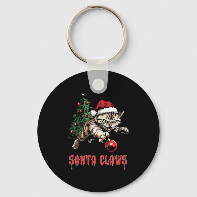 Santa Claws Long Sleeve  Key Ring (Front)