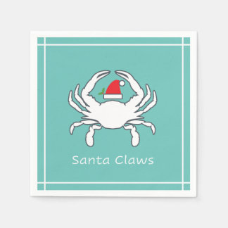 Santa Claws Nautical Holiday Napkin Seafoam