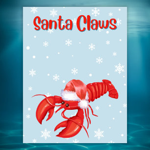 Santa Claws Pun Funny Lobster Christmas Holiday Postcard