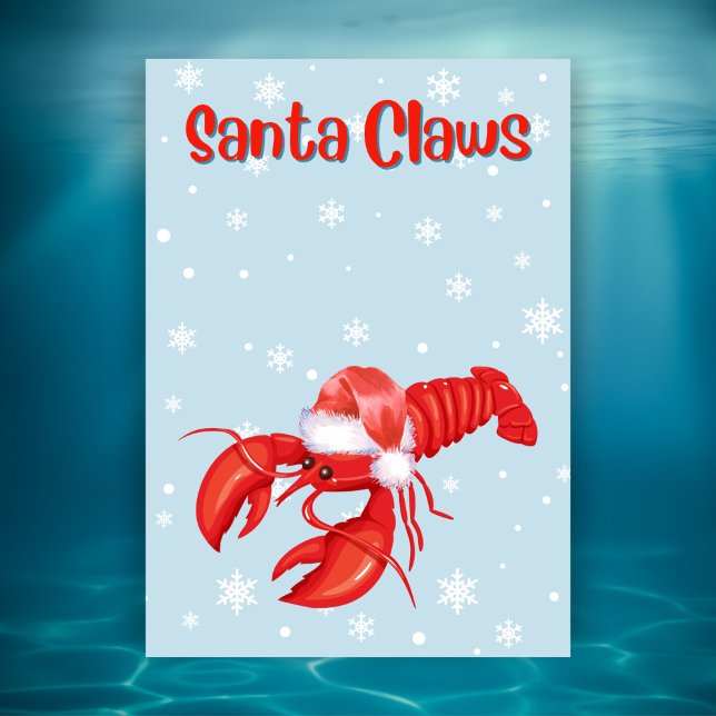 Santa Claws Pun Funny Lobster Crustaceancore Holiday Card (Creator Uploaded)