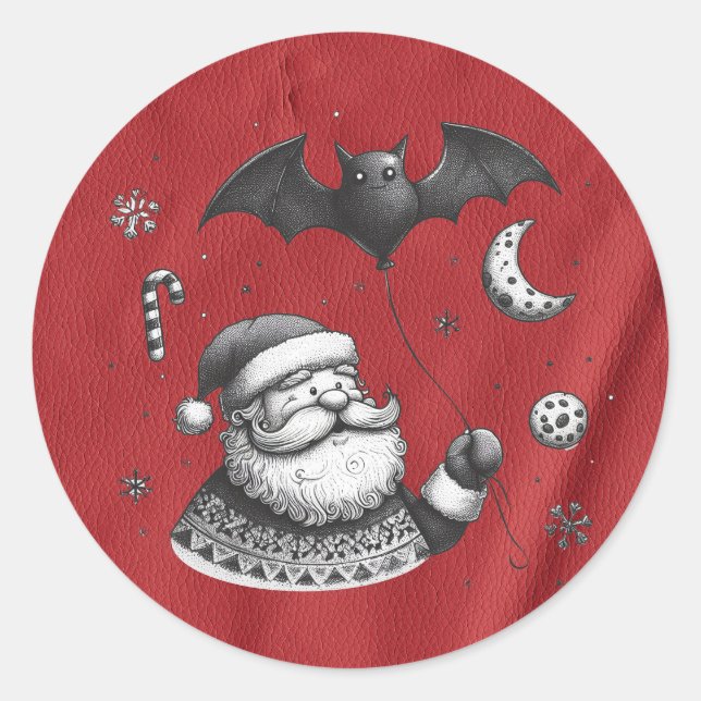 Santa Claws Red Classic Round Sticker (Front)