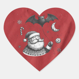 Santa Claws Red Heart Sticker