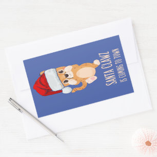 SANTA CLAWZ IS COMING TO TOWN funny X-mas Rectangular Sticker
