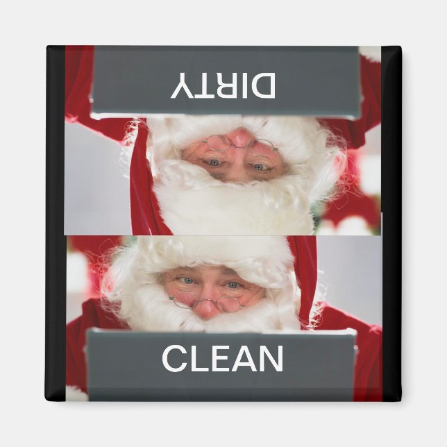 Santa Clean Dirty Christmas Dishwasher Magnet (Front)