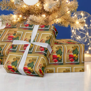 Santa Climbing the Christmas Tree Wrapping Paper