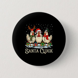 Santa Cluck Chicken Christmas Farm Animal Funny 6 Cm Round Badge