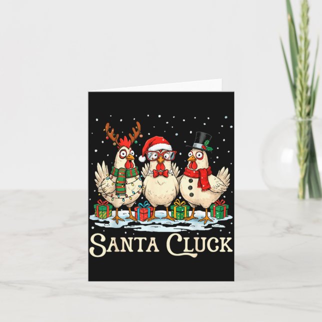 Santa Cluck Chicken Christmas Farm Animal Funny  Card (Front)