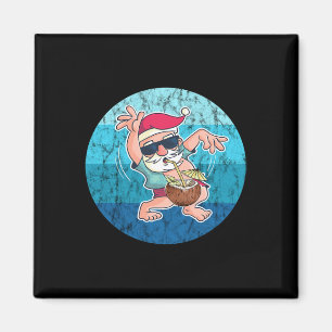 Santa Coconut Drink Vintage Ocean Water Christmas  Magnet