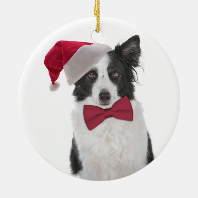 Santa Collie Christmas Ornament (Back)