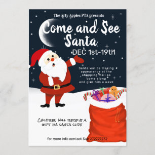 Santa  come and see sanata christmas holiday invitation