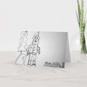Santa Contour Drawing Card