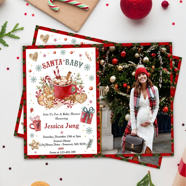Santa Cookies and Cocoa  Christmas Baby Shower  Invitation (Creator Uploaded)