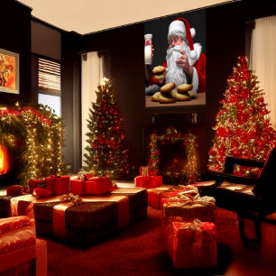 Santa, cookies and milk   AI Art Poster