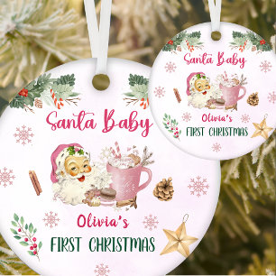 Santa Cookies Christmas Birthday Party Ceramic Ornament