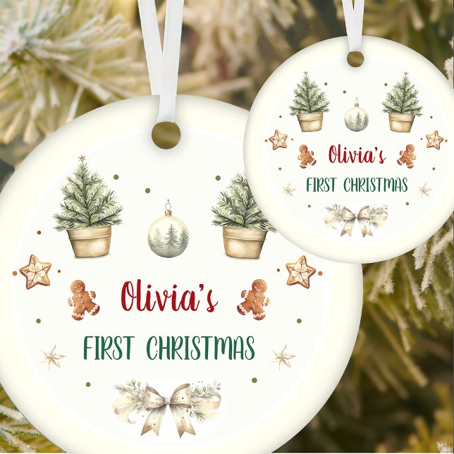 Santa Cookies Christmas Birthday Party Ceramic Ornament (Creator Uploaded)