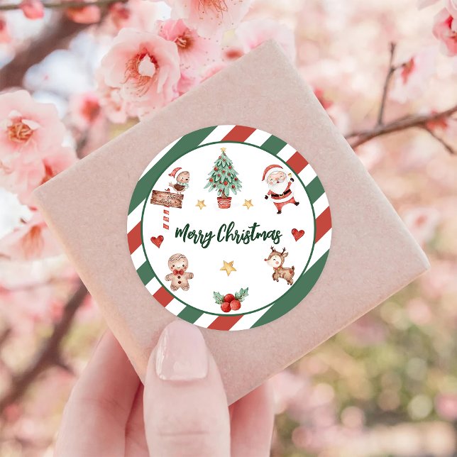 Santa Cookies Christmas Birthday Party  Classic Round Sticker (Creator Uploaded)