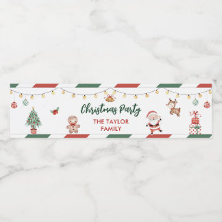 Santa Cookies Christmas Party  Water Bottle Label
