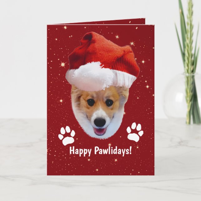 Santa Corgi Happy Pawlidays Card (Front)
