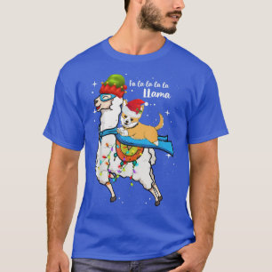 Santa Corgi Riding LLama Funny Corgi Christmas T-Shirt