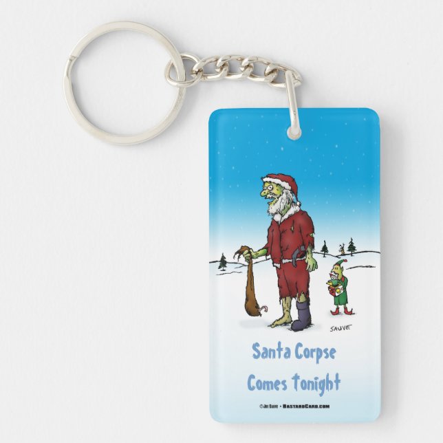 Santa Corpse Funny Zombie Cartoon Key Ring (Front)