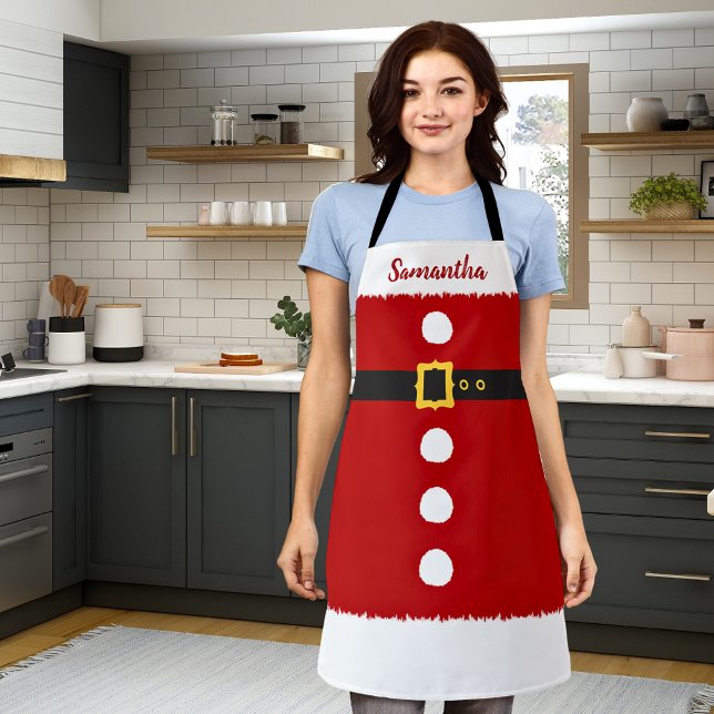 Santa Costume Elf Custom Name Christmas Apron (Creator Uploaded)