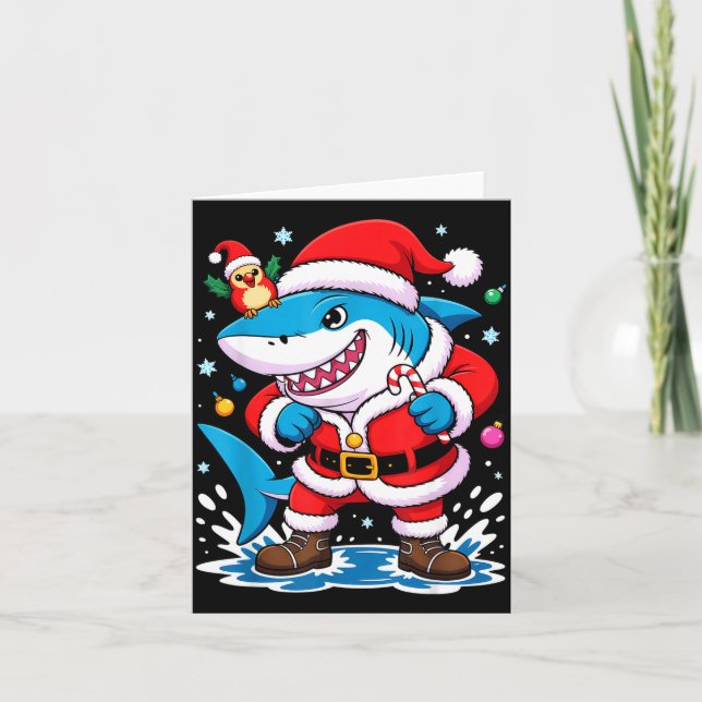 Santa Costume For Kids Boys Adults Funny Shark Chr Card (Front)
