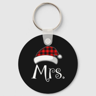 Santa Couples Matching Family Red Plaid Christmas Key Ring