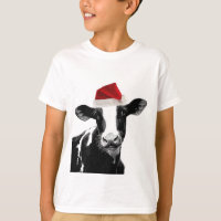 Santa Cow - Dairy Cow wearing Santa Hat