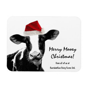 Santa Cow -Holstein Dairy Christmas Cow Magnet