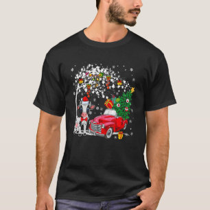 Santa Cow Red Pickup Truck Carrying Christmas Tree T-Shirt