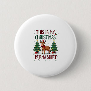 Santa Cow Xmas Tree Lights This Is My Christmas Pa 6 Cm Round Badge