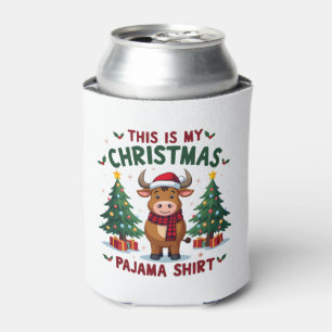 Santa Cow Xmas Tree Lights This Is My Christmas Pa Can Cooler