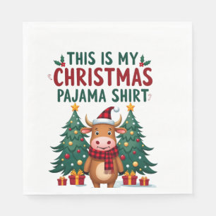 Santa Cow Xmas Tree Lights This Is My Christmas Pa Napkin