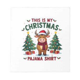 Santa Cow Xmas Tree Lights This Is My Christmas Pa Notepad
