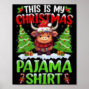 Santa Cow Xmas Tree Lights This Is My Christmas Pa Poster