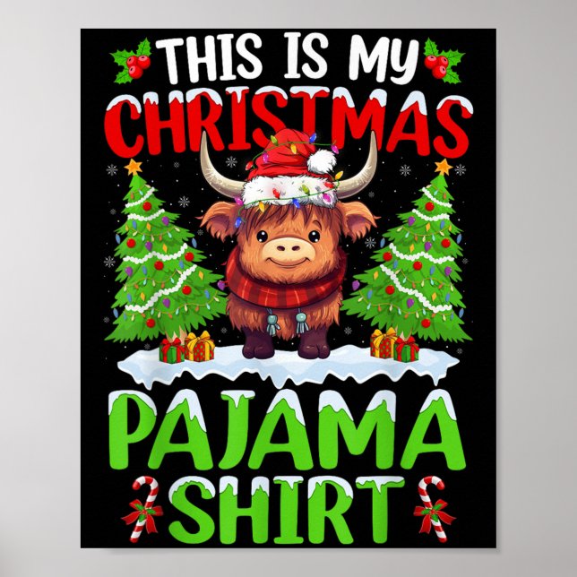 Santa Cow Xmas Tree Lights This Is My Christmas Pa Poster (Front)